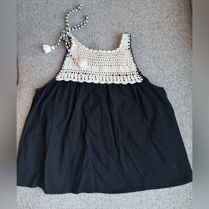 Zara Black and Cream Crochet Tank Top